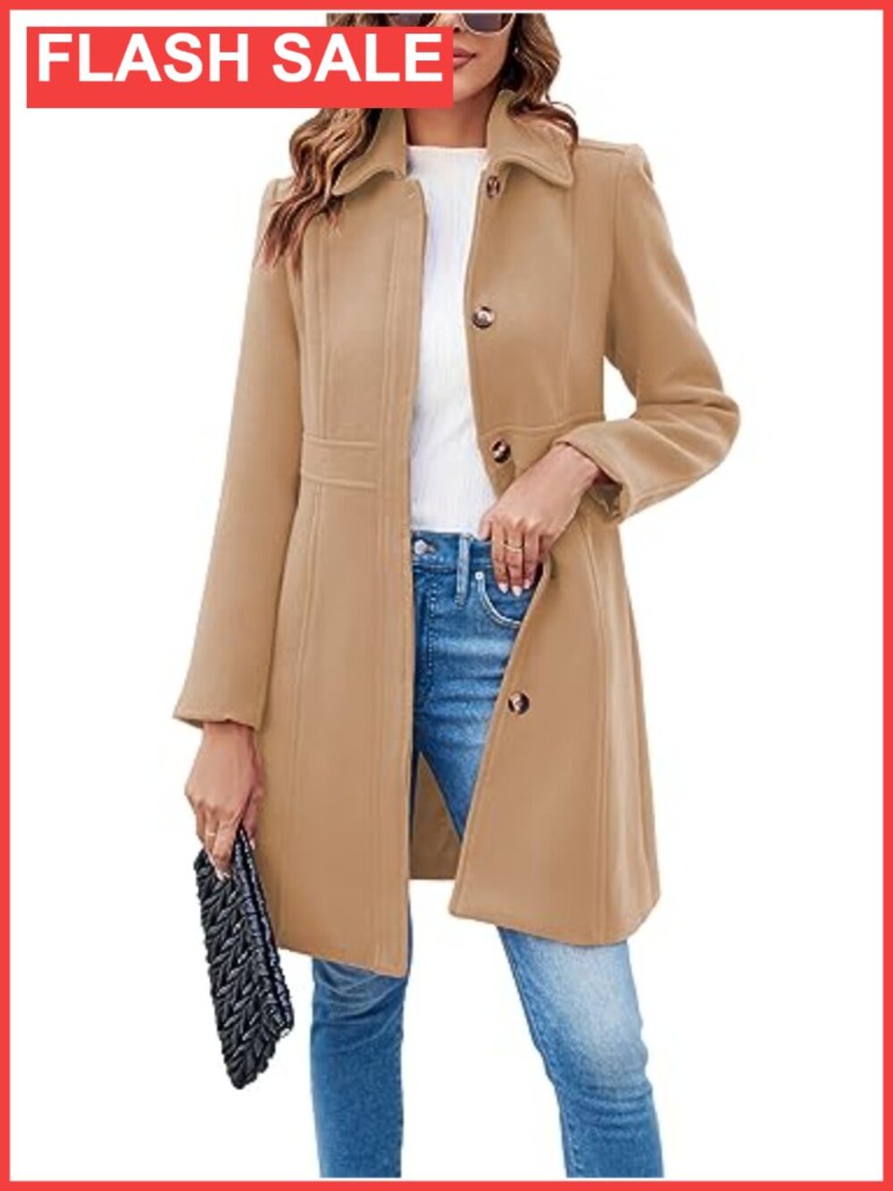 Womens Single Breasted Pea Coat Long Sleeve Winter Office Work Coat